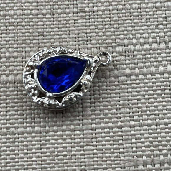 Women Necklace Pendant Blue Faux Stone Silver Tone Fashion Pendant Only - Picture 2 of 11